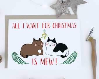 Christmas Card Printables, Romantic Christmas Cards for Wife, Printable Cards, Cat Christmas Cards for Husband, Instant Download