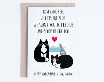 Valentine Card Printable, Valentine Card Him Printable for Cat Daddy, Funny Tuxedo Cats Valentine Cards for Husband from the Cats, Boyfriend