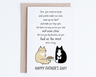 For Pet Lovers, Pet Dad, From the Cats, Printable Father Card, Fathers Day Card, Pet Dad, Father's Day Cards, Fur Baby Dad Instant Download