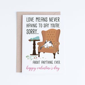 Imprimables drôles de la Saint-Valentin, Saint-Valentin de la carte de chat, l'amour signifie le téléchargement instantané de la Saint-Valentin, cartes de chat effronté, chat gris et blanc