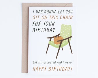 Funny Cat Birthday Cards Instant Download, Printable Birthday Cards for Friends, For Cat Lovers, Funny Ginger Cat Birthday Card, Orange Cat