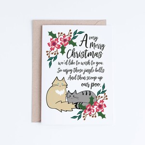 Druckbare Weihnachtsgrußkarten, Lustige Weihnachtskarten von den Katzen, Niedliche Katzen Illustration Gedicht Karte DIY, Weihnachten Digitale Downloads