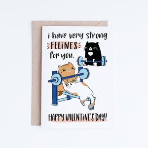 Cartes imprimables drôles de Saint-Valentin, téléchargement immédiat, Punny Saint-Valentin, chat smoking, chat tigré roux, haltérophilie, dressage de chats, salle de sport