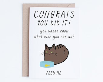 Graduation Card Printables, Funny Brown Tabby Cat Graduation Card, Congratulations Card Instant Download, High School, University, College