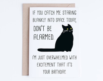 Funny Black Cat Birthday Cards Instant Download, Funny Cat Printable Birthday Cards, Sarcastic Cat, From The Cat Card Digital Download