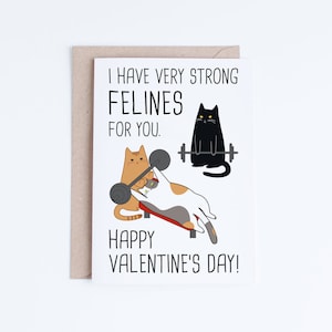 Carte de Saint-Valentin imprimable, drôle de carte de chat noir de la Saint-Valentin, cartes de Saint-Valentin drôles de chats de musculation, pour lui, félins, petit garçon