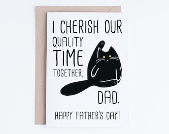 Funny Fathers Day Card Print Instant Download, Printable Father's Day Cards from the Cat, Black Cat Card, Sarcastic Father's Day, For Him