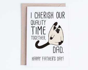 Funny Fathers Day Card Print Instant Download, Printable Father's Day Cards from the Cat, Siamese Cat Card, Sarcastic Father's Day, For Him