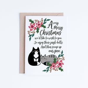 Druckbare Weihnachts-Grußkarten, lustige Smoking Katze Weihnachts-Gedicht-Karten, niedliche getigerte Katze Illustration Karte DIY, Weihnachten digitale Downloads
