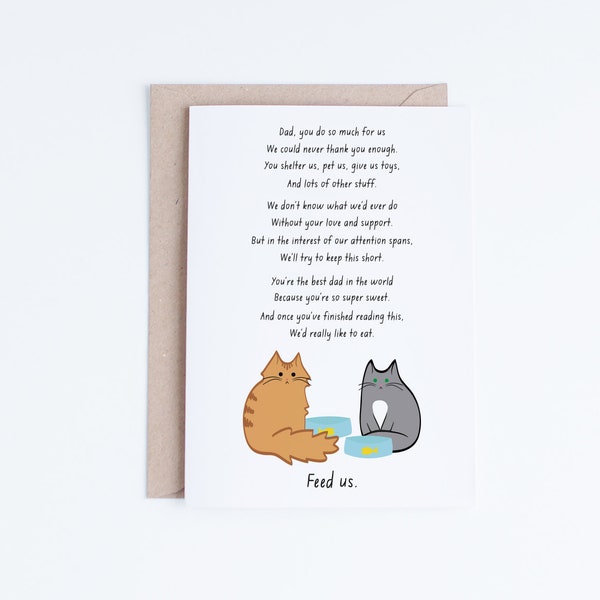 Funny Fathers Day Card Print, Cat Fathers Day Card Instant Download, Printable Father's Day Cards from the Cats, Fathers Day from the Cats