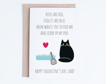 DIY for Him Valentines Card Printable for Dad UK, Funny Cat Valentines Day Card, Valentines Day Cards for Cat Dads, Valentines From the Cat