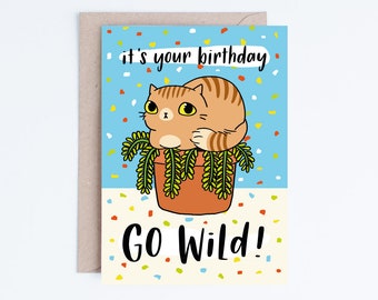 Funny Cat Birthday Cards Instant Download, Printable Cards, Orange Tabby Cat, From the Cat Birthday Cards, Ginger Cat, For Him, For Her