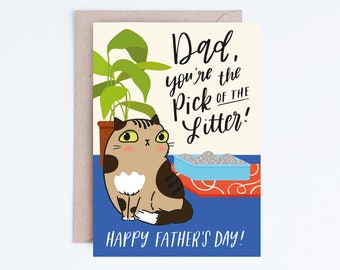Funny Fathers Day Card Print Instant Download, Printable Father's Day Cards from the Cat, Tabby Cat Card, Brown and White Cat, Shorthair