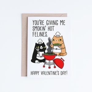 Valentine Card Printable, Punny Valentine, Funny Valentine's Day Pun Tuxedo Cat Card, Ginger Tabby Cat, Orange Cat, Cats, For Him, Barbecue