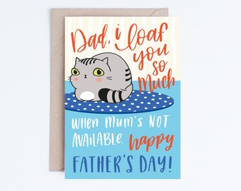 Funny Fathers Day UK Card Print Instant Download, Printable Father's Day Cards from the Cat, Tabby Cat Card, Grey Cat, British Shorthair