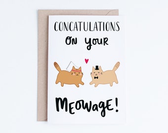 Wedding Card Printables, Marriage Cards, Funny Cat Marriage Card, Congratulations Card Instant Download, Orange Tabby, Fawn Cat, Ginger Cat