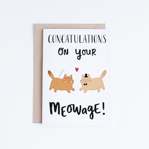 Cartões de casamento para impressão, cartões de casamento, cartão de casamento de gato engraçado, download instantâneo de cartão de parabéns, gato malhado laranja, gato fulvo, gato ruivo
