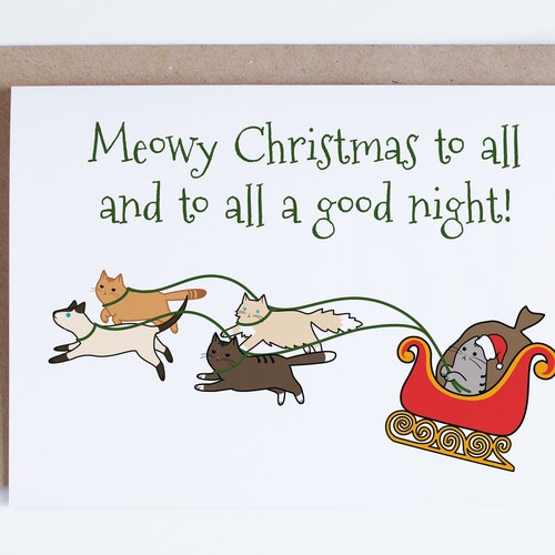 Funny Holiday Card Printable Christmas Cards Funny Cats | Etsy