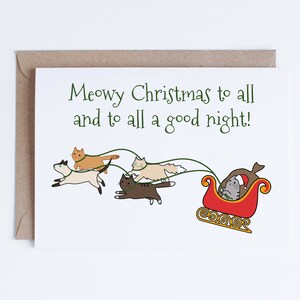 Carte de Noël de chat, carte de Noël de chats drôles, carte imprimable, bricolage de carte de chat de Santa, carte de Noël Meowy Téléchargement immédiat