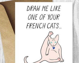 Funny Valentine Printables,  Valentine's Day Sphynx Cat Card, Funny Cat Valentine Instant Download, A4 Cheeky Sphynx Cat Cards, Cat Lovers