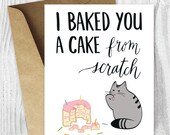 Birthday Card Downloads, Funny Cat Birthday Cards, Printable Cat Card, Cards for Friends Digital Download, Grey Cat Cake Card, Cat Cards