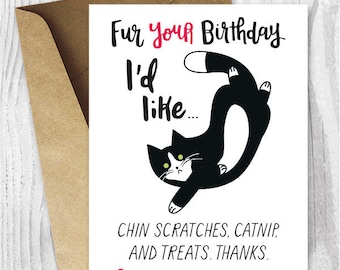 Funny Cat Birthday Cards Instant Download, Funny Tuxedo Cat Printable Birthday Cards, Black and White Cat Digital Download, Sassy Kitty