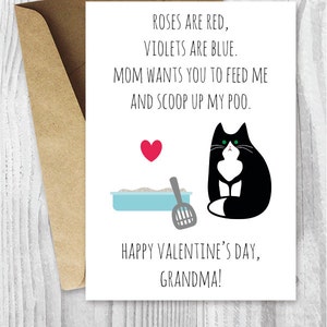 Printable Valentines for Grandma, Valentines Day Card Funny Tuxedo Cat ...