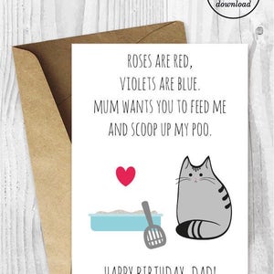 DIY für Ihn Geburtstagskarte zum Ausdrucken für Dad UK, lustige Katzen Geburtstagskarte für Mann, für Freund, Geburtstagskarten für Katze Papa, von der Katze
