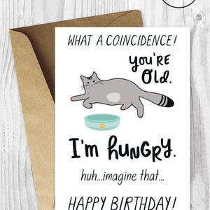 Cartões de aniversário sarcásticos, download instantâneo, cartões de aniversário engraçados para impressão de gatos, download digital de cartões de gato malhado, cartões de aniversário para envelhecer