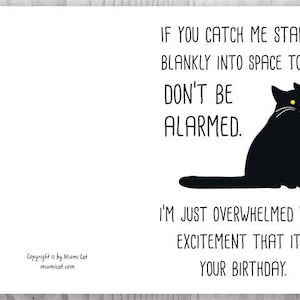 Funny Black Cat Birthday Cards Instant Download, Funny Cat Printable Birthday Cards, Sarcastic Cat, From The Cat Card Digital Download image 3