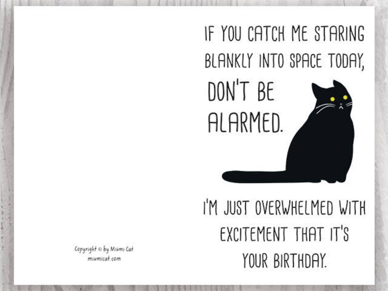 Funny Black Cat Birthday Cards Instant Download Funny Cat - Etsy