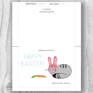 Easter Card Printable, Printable Easter Card, Funny Easter Cat Bunny Card, DIY Cat Card, Easter Bunny Cat Card Instant Download image 3