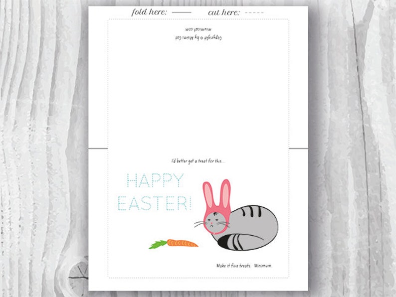 Easter Card Printable, Printable Easter Card, Funny Easter Cat Bunny Card, DIY Cat Card, Easter Bunny Cat Card Instant Download image 3