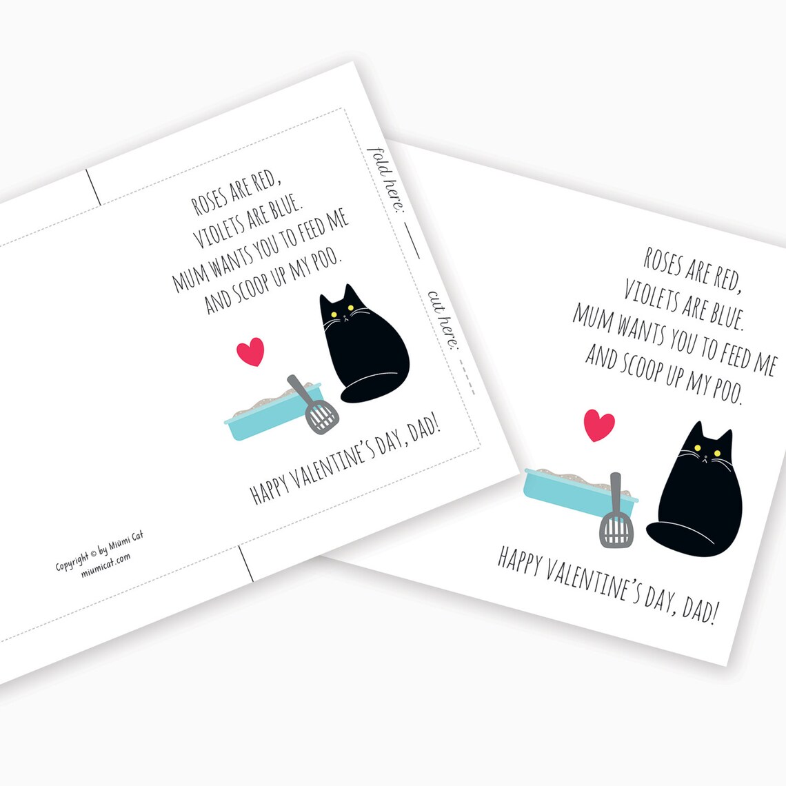 DIY for Him Valentines Card Printable for Dad UK Funny Cat | Etsy