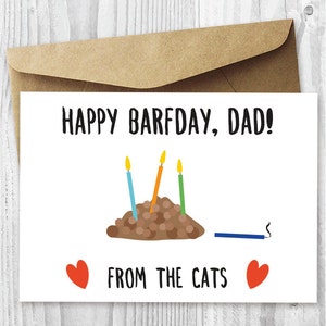 Funny Printable Birthday Card from The Cats, Cat Barfday Printable Card Download, Gross Printable Birthday Card for Him, Card For Husband