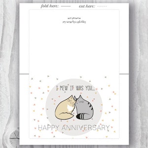 Anniversary Card, Printable Anniversary Card, Romantic Anniversary Cat ...