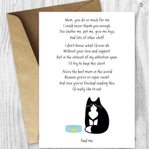 Instant Download Card for Mum, Printable Mother's Day Card, Funny Card for Cat Mums Digital Card, Mothering Sunday Cards image 1