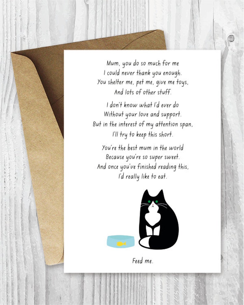 Instant Download Card for Mum, Printable Mother's Day Card, Funny Card for Cat Mums Digital Card, Mothering Sunday Cards image 1