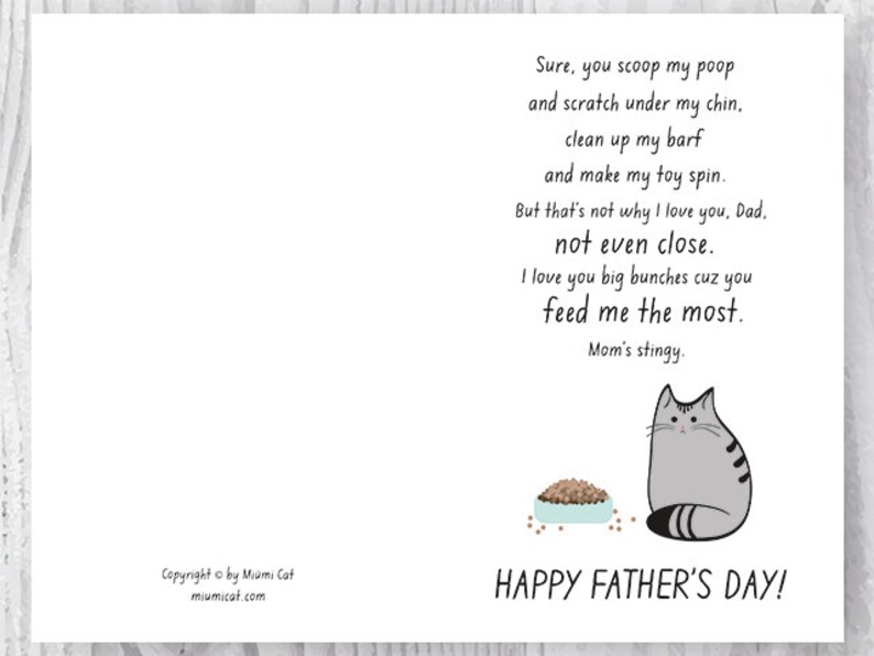 For Pet Lovers, Pet Dad, Printable Father Card, Fathers Day Card, Pet Dad, Father's Day Cards from the Cat, Fur Baby Dad Instant Download image 3