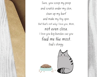 mother's day printable card, Instant Download Funny Cat Mothers Day Digital Card, Printable Card, Fur Baby Mom Instant Download