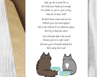 Funny Fathers Day Card Print, Cat Fathers Day Card Instant Download, Printable Father's Day Cards from the Cats, Fathers Day from the Cats