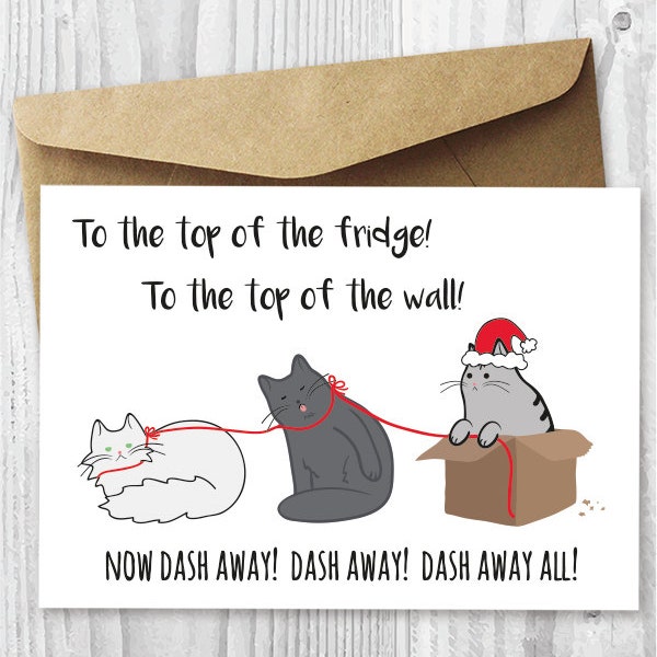 Cat Christmas Cards Etsy