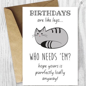 Funny Birthday Cards, Cat Birthday Printable Cards, Digital Download Cards, Cat Loaf Birthday Card, Funny Birthday Cards to Print, Grey Cat