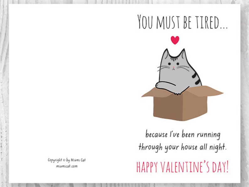 DIY Valentine Card Printable Funny Valentine Cards Funny Cat - Etsy