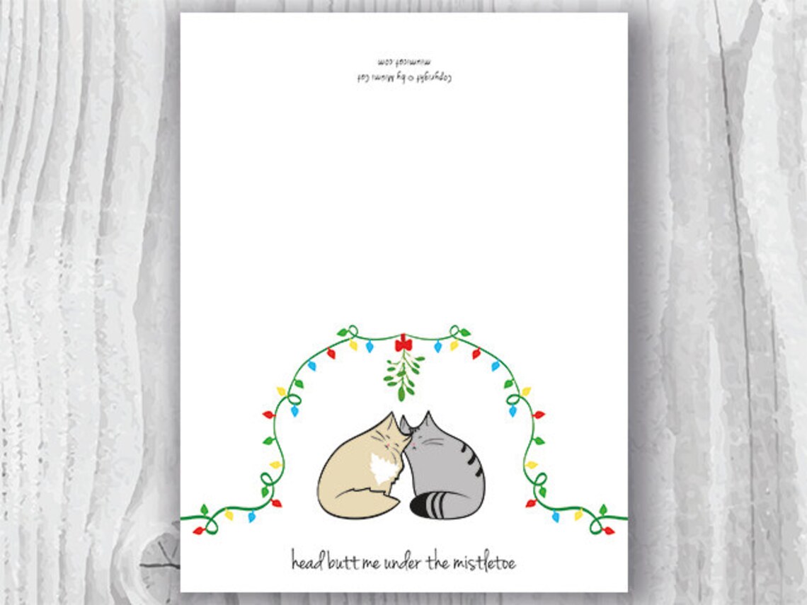 Christmas Cards Printable Christmas Cat Cards Love Cats - Etsy