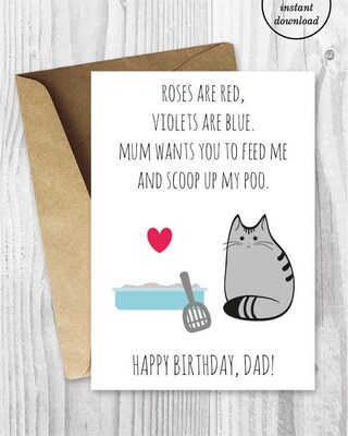 Biglietto Di Auguri Con Gatto Per Compleanno – Papa Prints, 145x150mm Con Busta, Fatto A Mano Nel Regno Unito