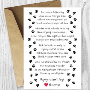 Father's Day Cards, Printable Father's Day Card, Funny Cat Father's Day Card, From the Cats Printable Father's Day Card Instant Download