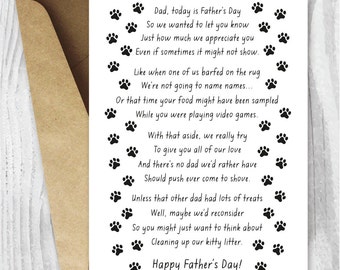 Father's Day Cards, Printable Father's Day Card, Funny Cat Father's Day Card, From the Cats Printable Father's Day Card Instant Download
