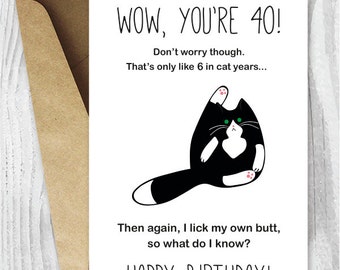 50th Birthday Card Printable Birthday Card Funny Cat