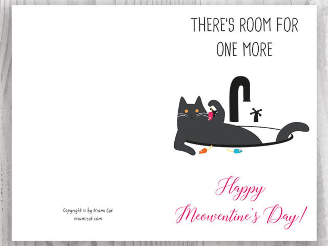 Funny Valentine Printables Valentines Day Card Grey Cat - Etsy